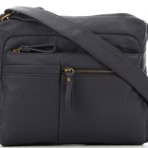 Bueno Of California Navy Elephant Wash Front Pocket Zipper Crossbody Bag